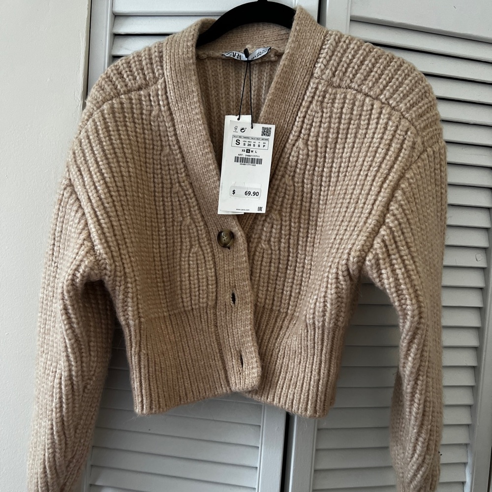 Zara Cropped Beige Sweater